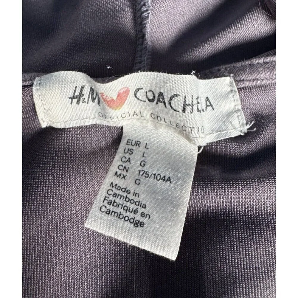 H&M x Coachella Women's Sz L Metallic Silver Hooded Zip Up Jacket Festival
